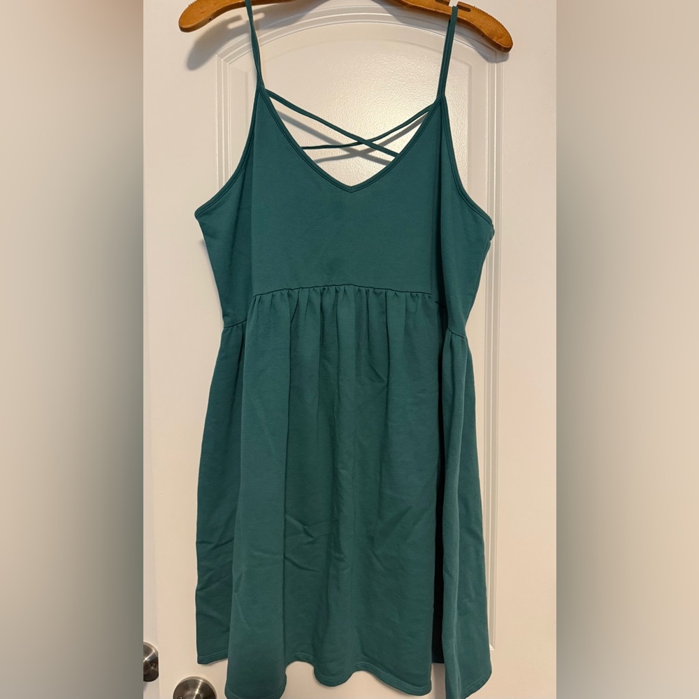 Green spaghetti strap dress